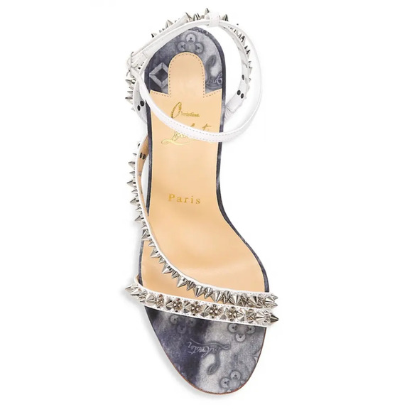 Christian Louboutin Mafaldina Spikes 100 Blue Jeans Strap Sandal Heel Pump 40 - Picture 6 of 12